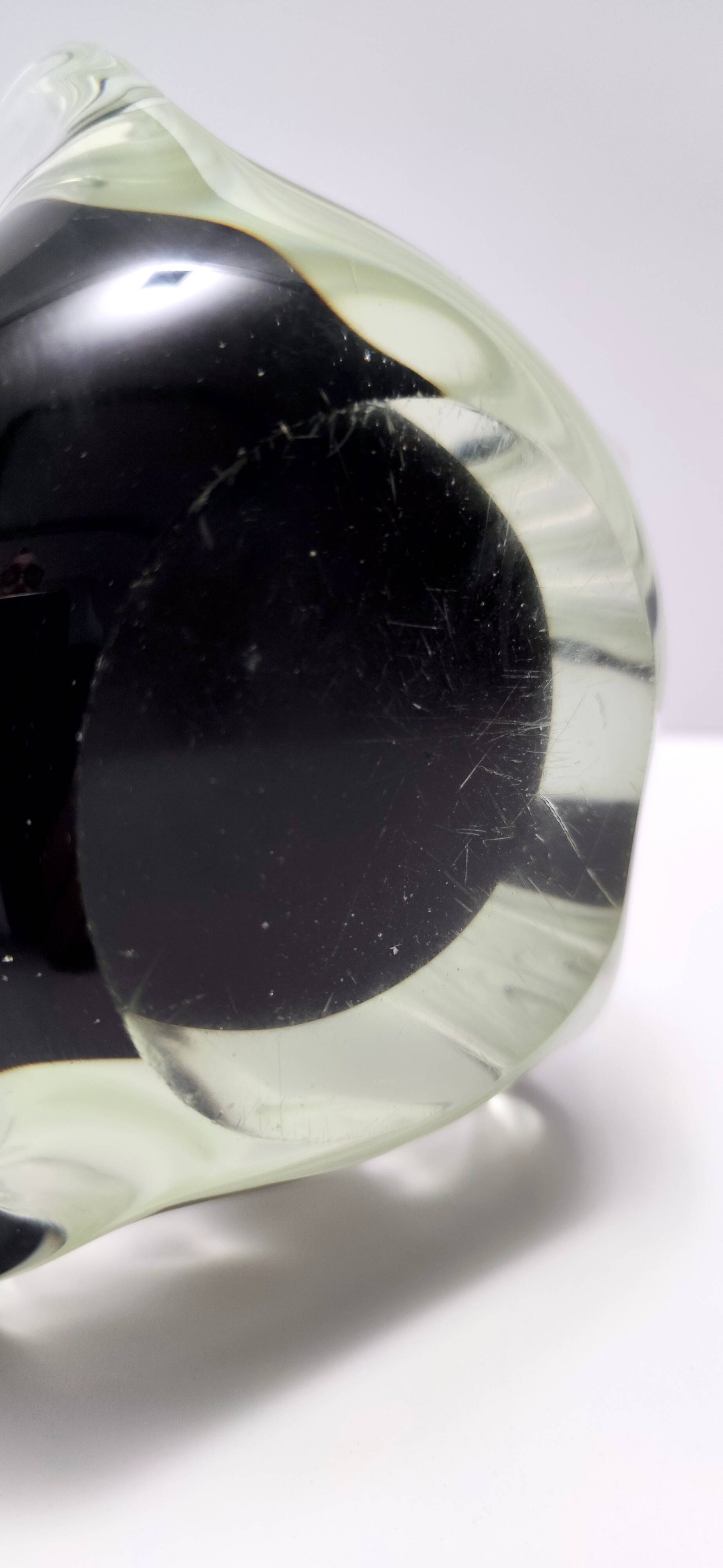 White and Purple Hand Blown Sommerso Glass Vase by Fratelli Toso, Italy