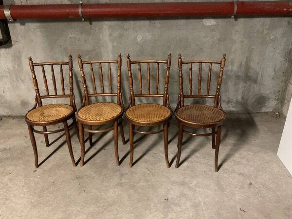 4 chaises Fischel en hêtre courbé,  années 20-30