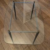 Vintage Oval Glass and Metal Coffee Table