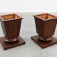 Pair large Art Deco geometric square oak planters, France 1930s