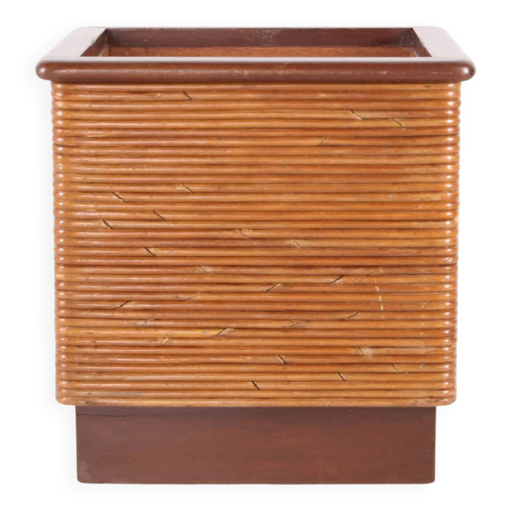 Rattan and wood planter