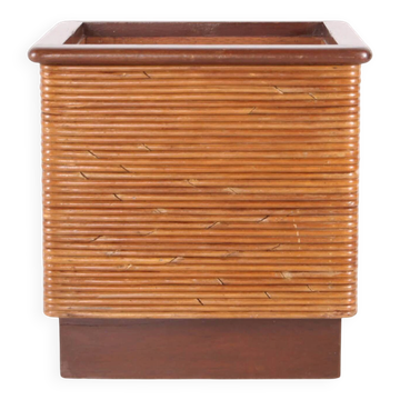 Jardinière en rotin et bois