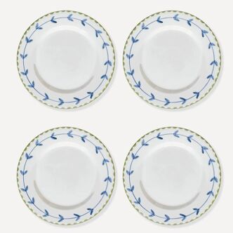 Set of 4 hand-painted ceramic dinner plates