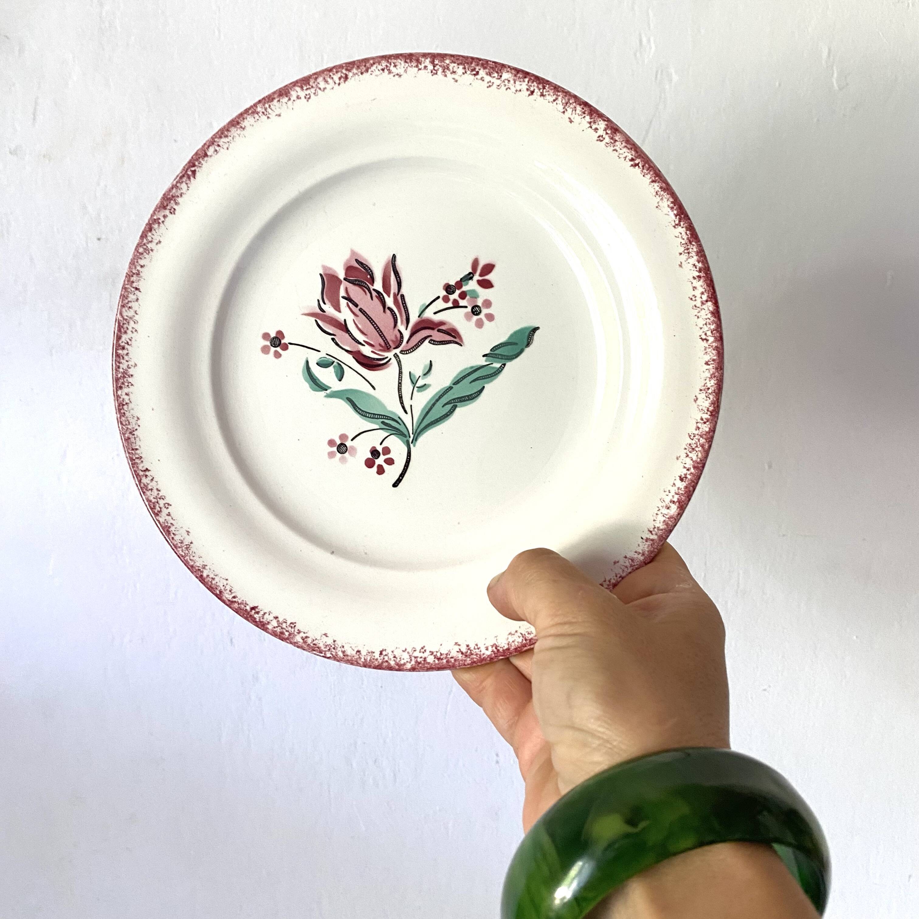 St Amand dessert plates, hand decor, Strasbourg model