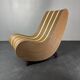 Curvy wavy pencil reed rattan bamboo low lounge chair, 1970s