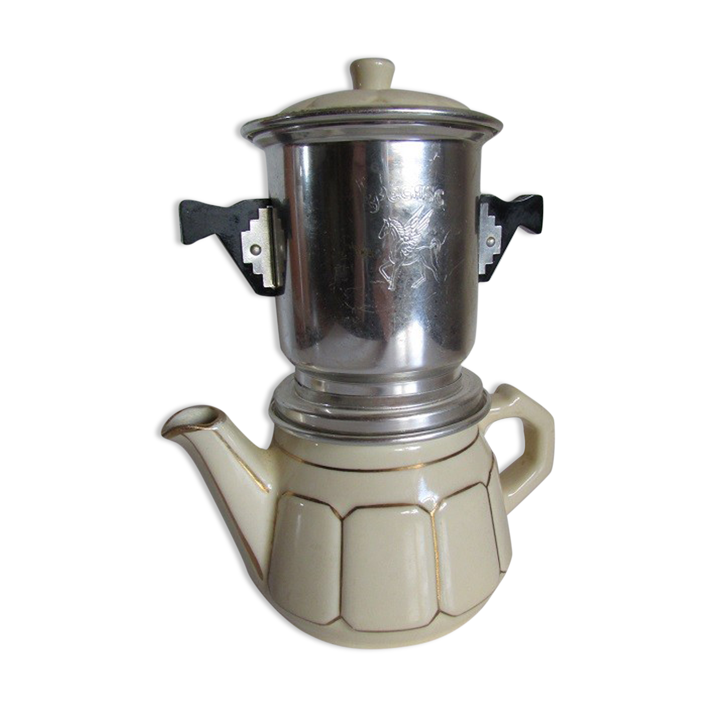 Vintage Pegasus coffee maker, 2 cups, ceramic