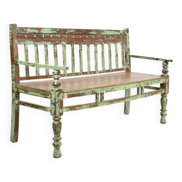 Banc en teck ancien patiné