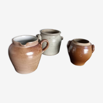 Trio of stoneware pots
