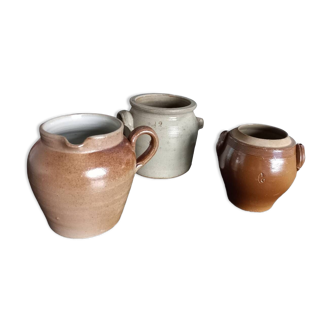 Trio of stoneware pots