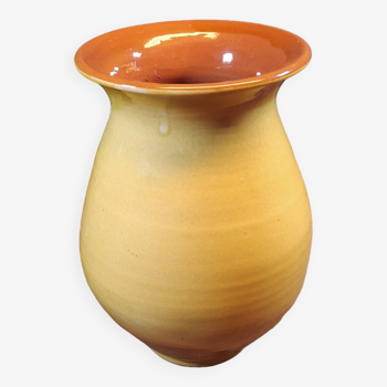 Vintage mustard yellow stoneware vase