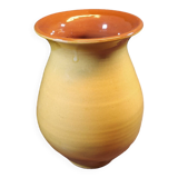 Vase en grès vintage jaune moutarde