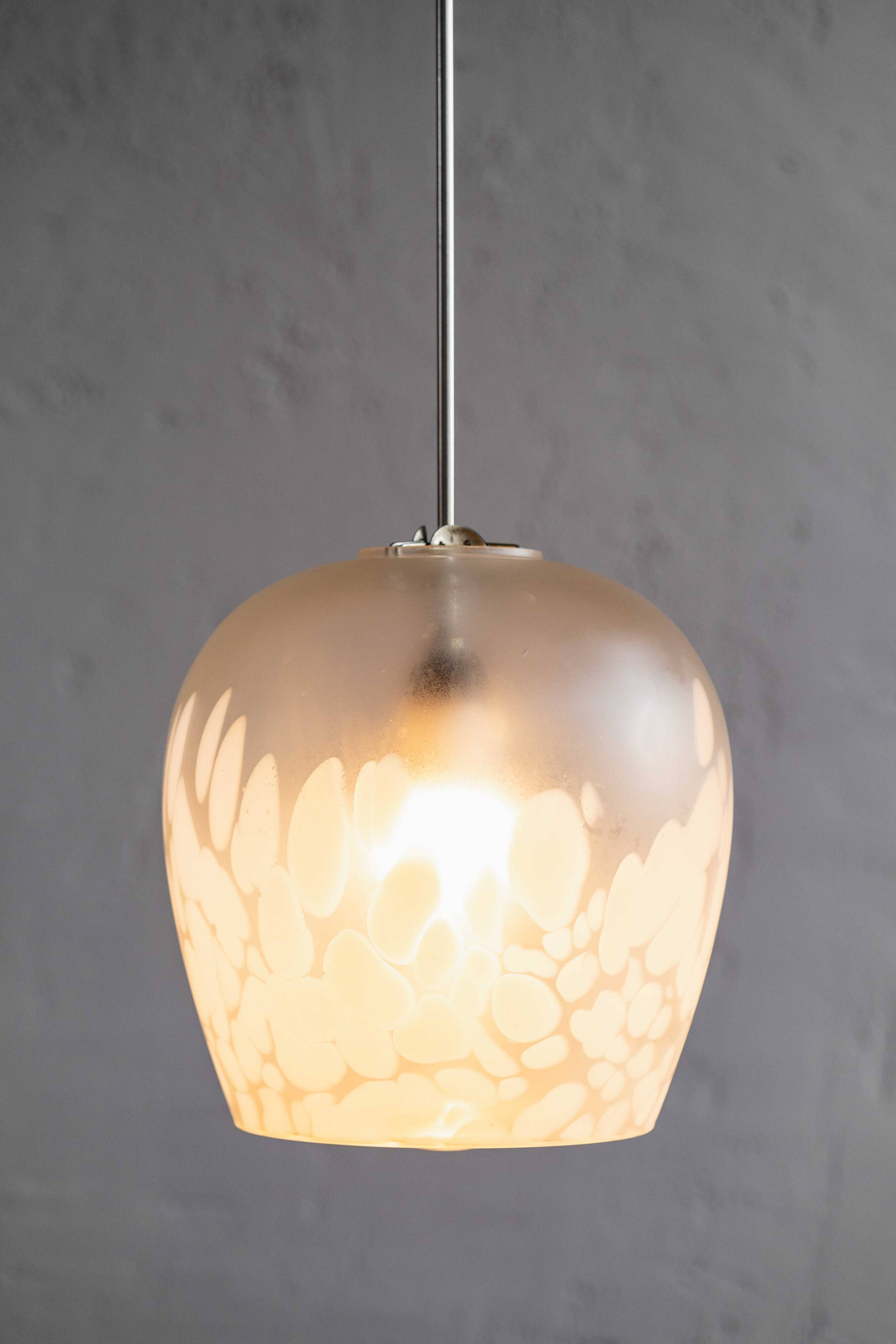 Czechoslovak Flakestone Glass Hanging Lamp, 1970s
