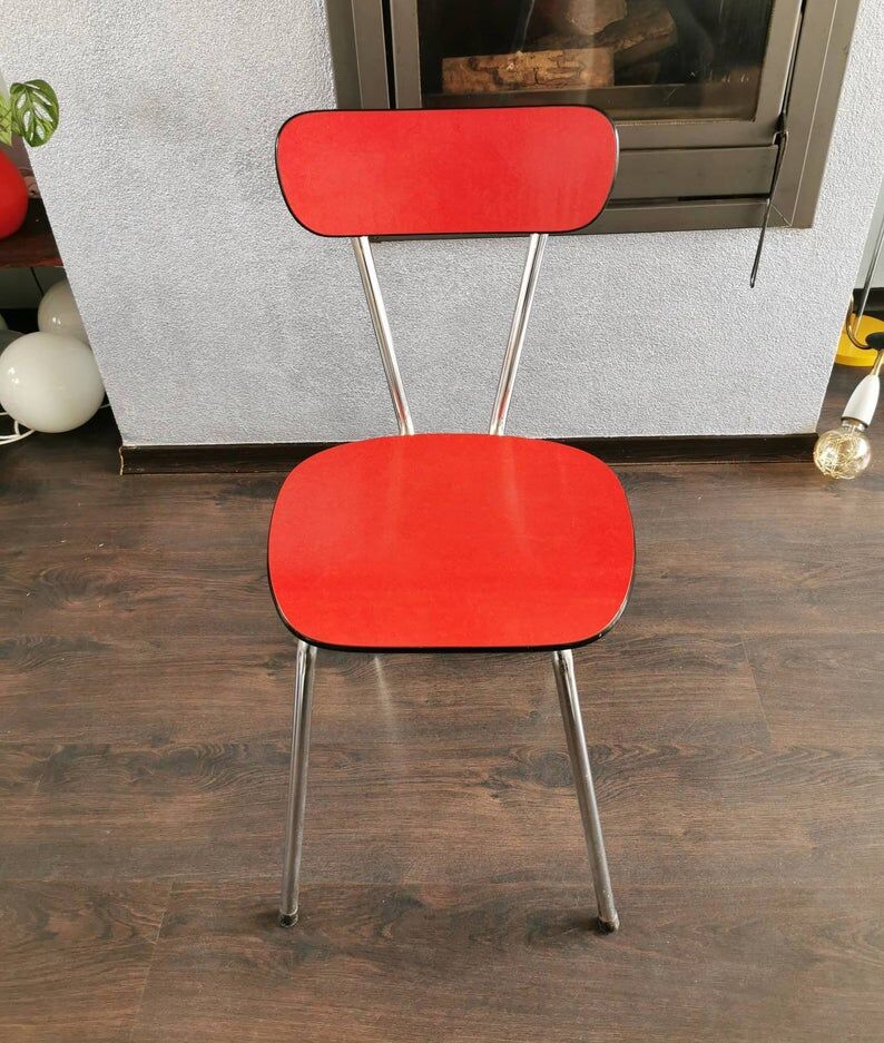 Chaise vintage rouge Formica 1970