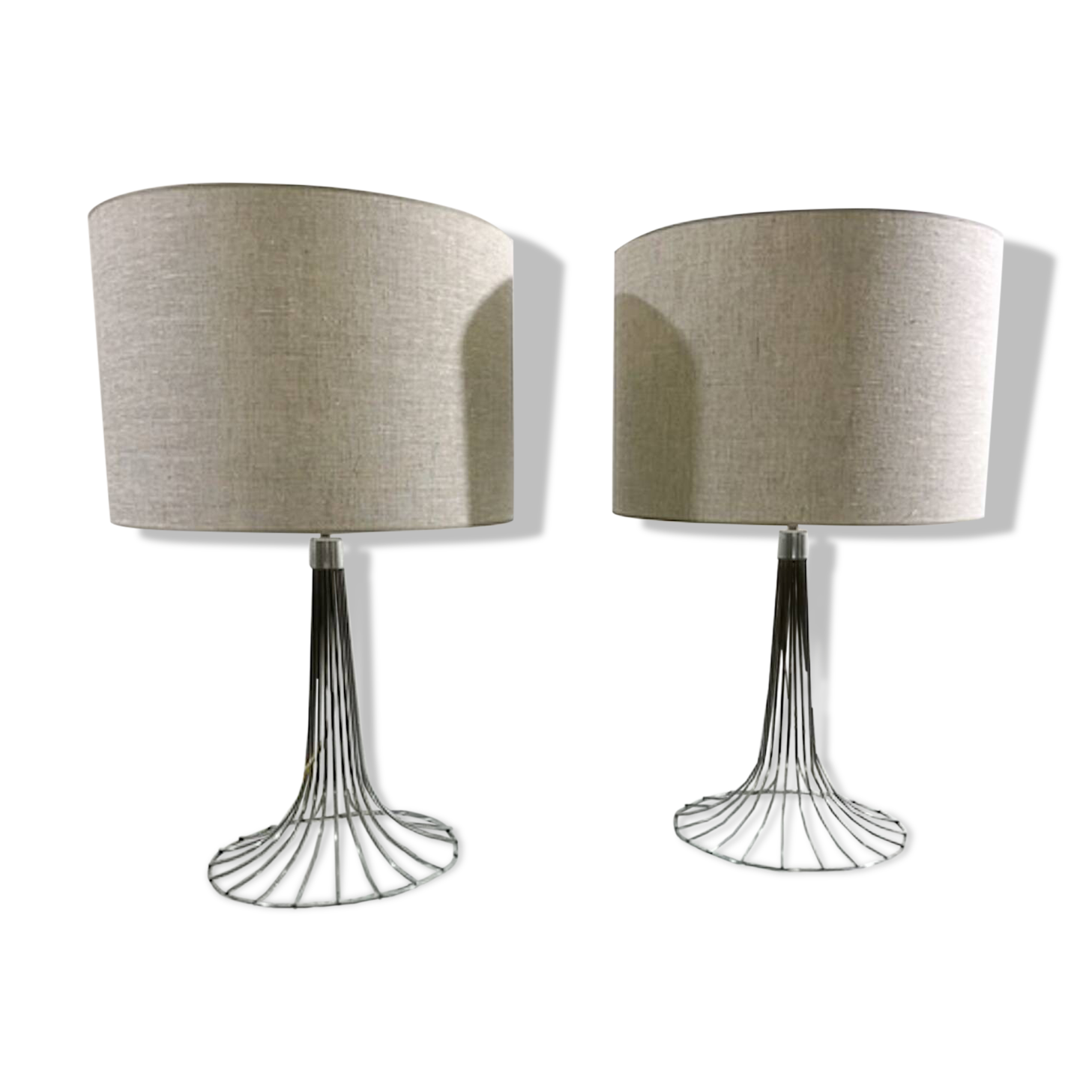 Pair of Space Age table lamps in Chrome, 1970s