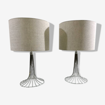 Paire de lampes de table Space Age en Chrome, 1970s