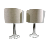 Pair of Space Age table lamps in Chrome, 1970s
