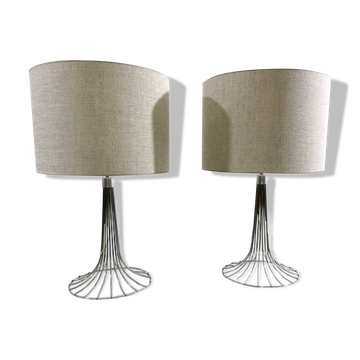 Pair of Space Age table lamps in Chrome, 1970s