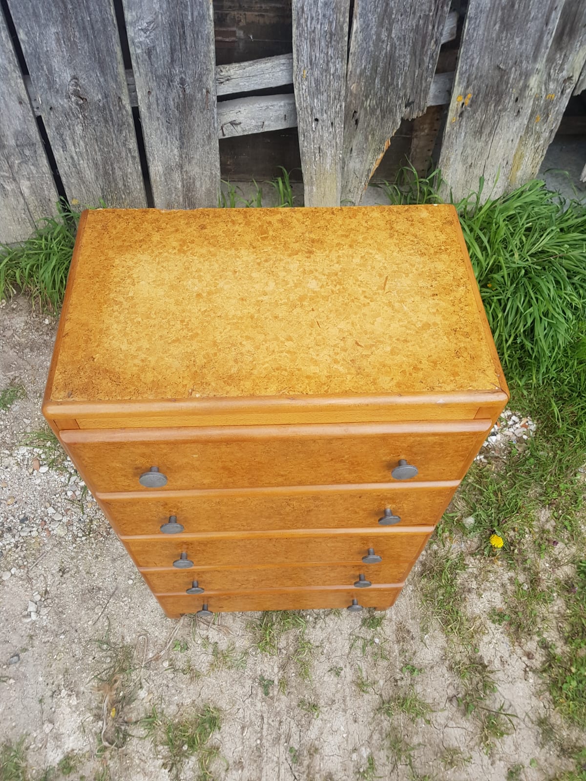 Ancient Commodity 5 Wood Drawers - Vintage 70s Alu Handles