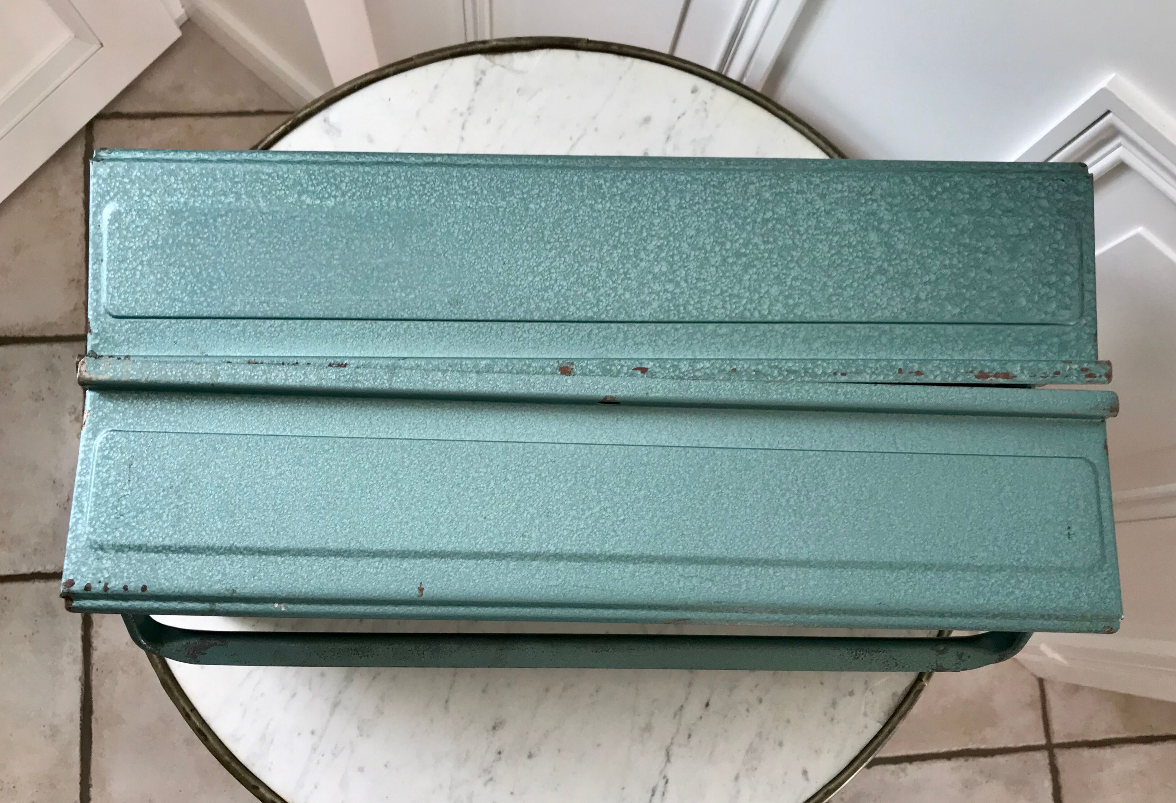 Old blue metal toolbox