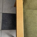 ensemble de fauteuils en tissu vert et bois années 1960