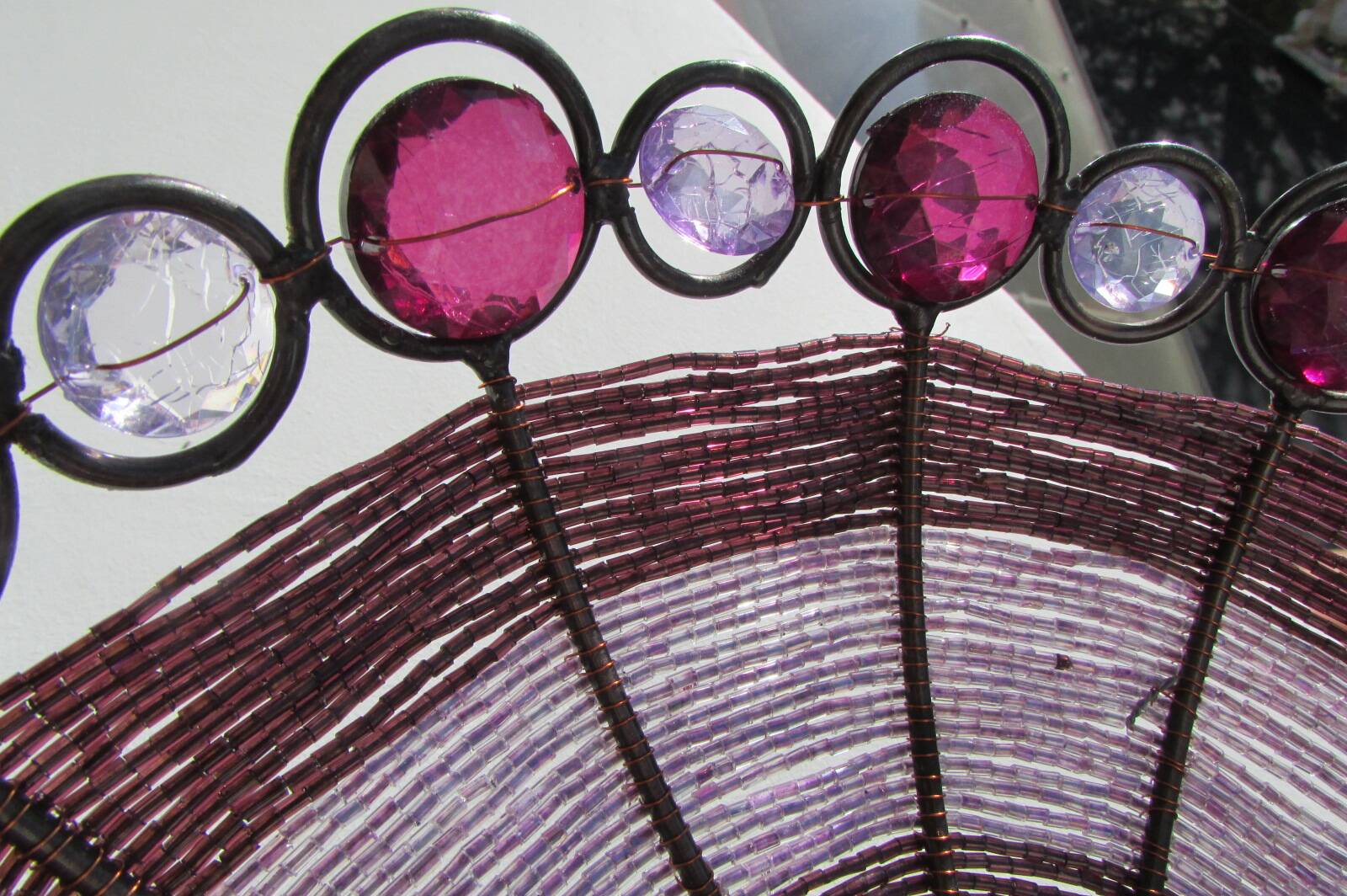 Fruit basket, bread, festive, in metal braided with pearls