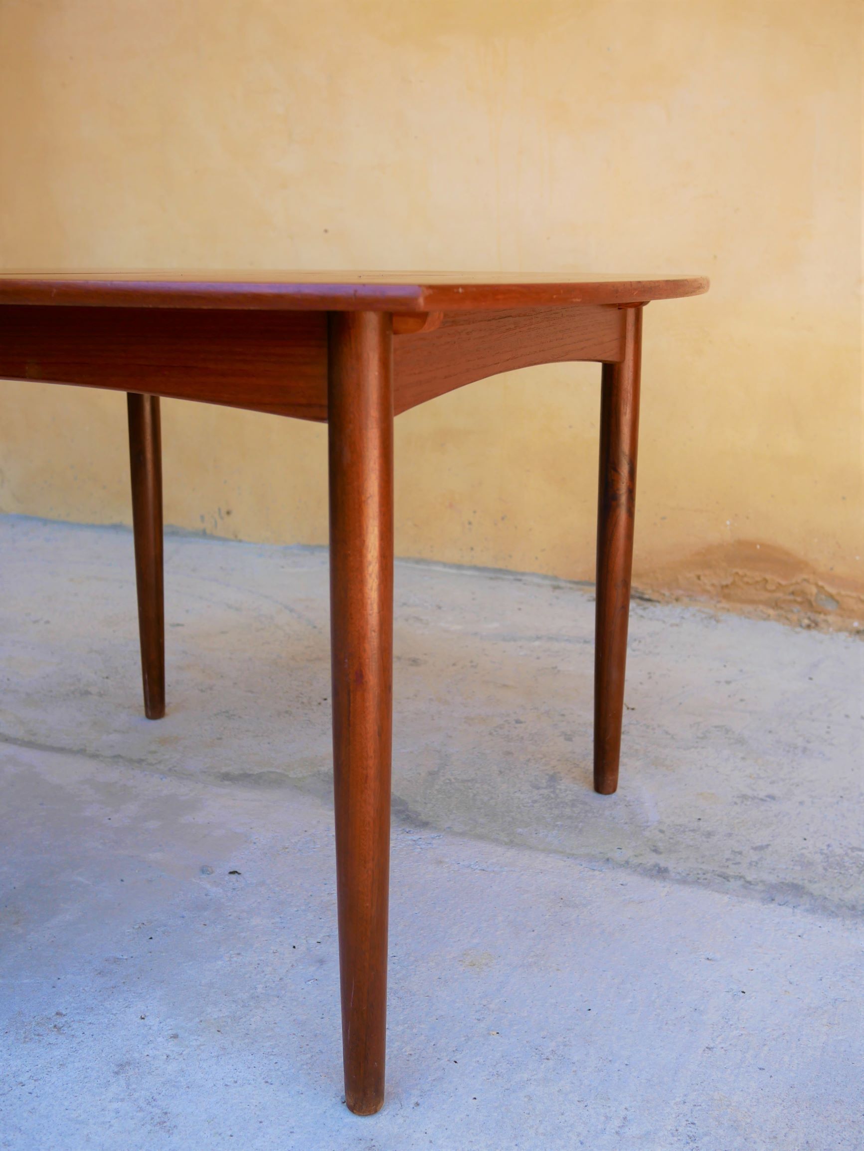 Scandinavian dining table extendable teak by Henry Walter Klein