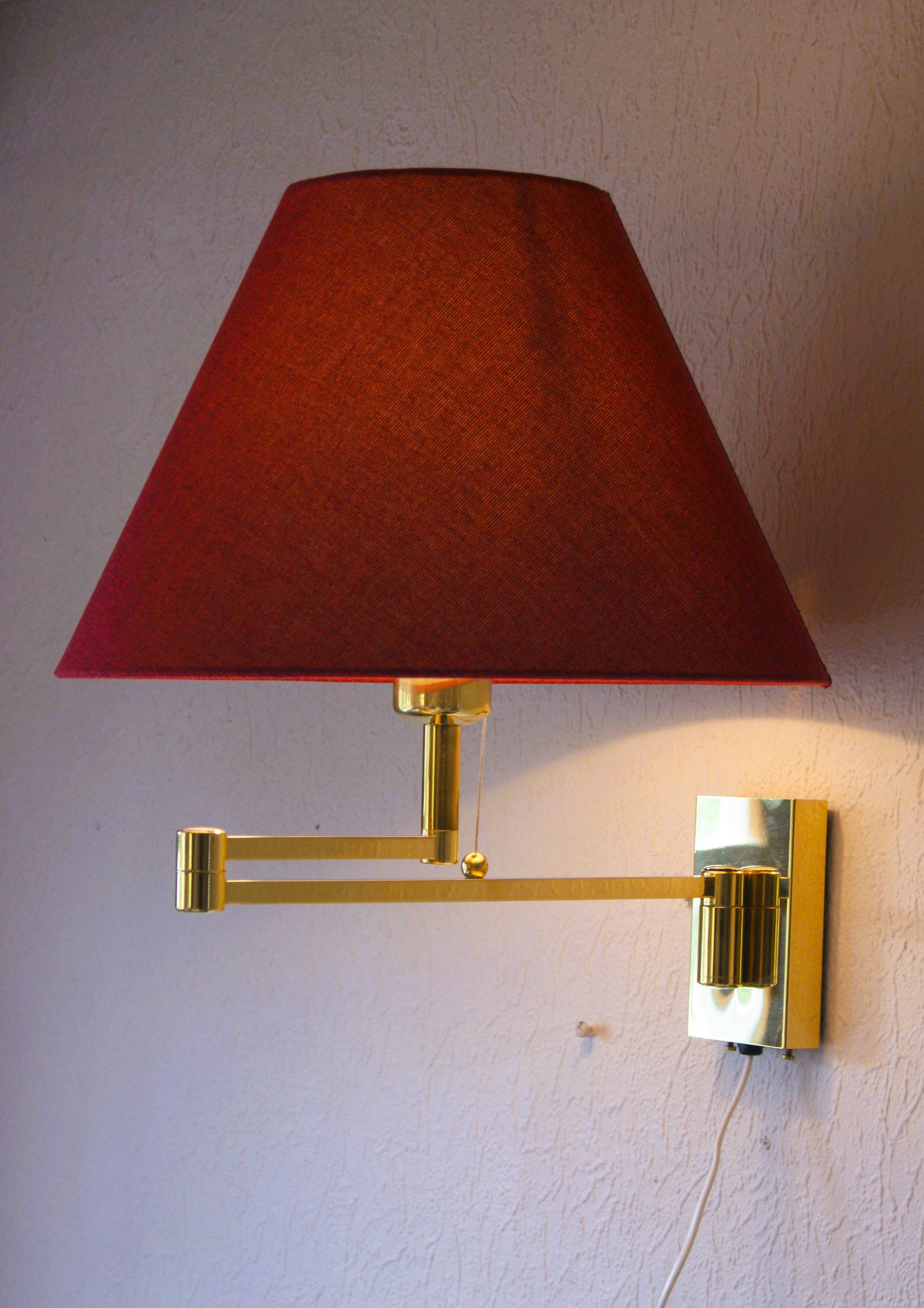 Large vintage brass swing arm wall lamp - Høvik Verk Norway - Hollywood Regency 1970s.