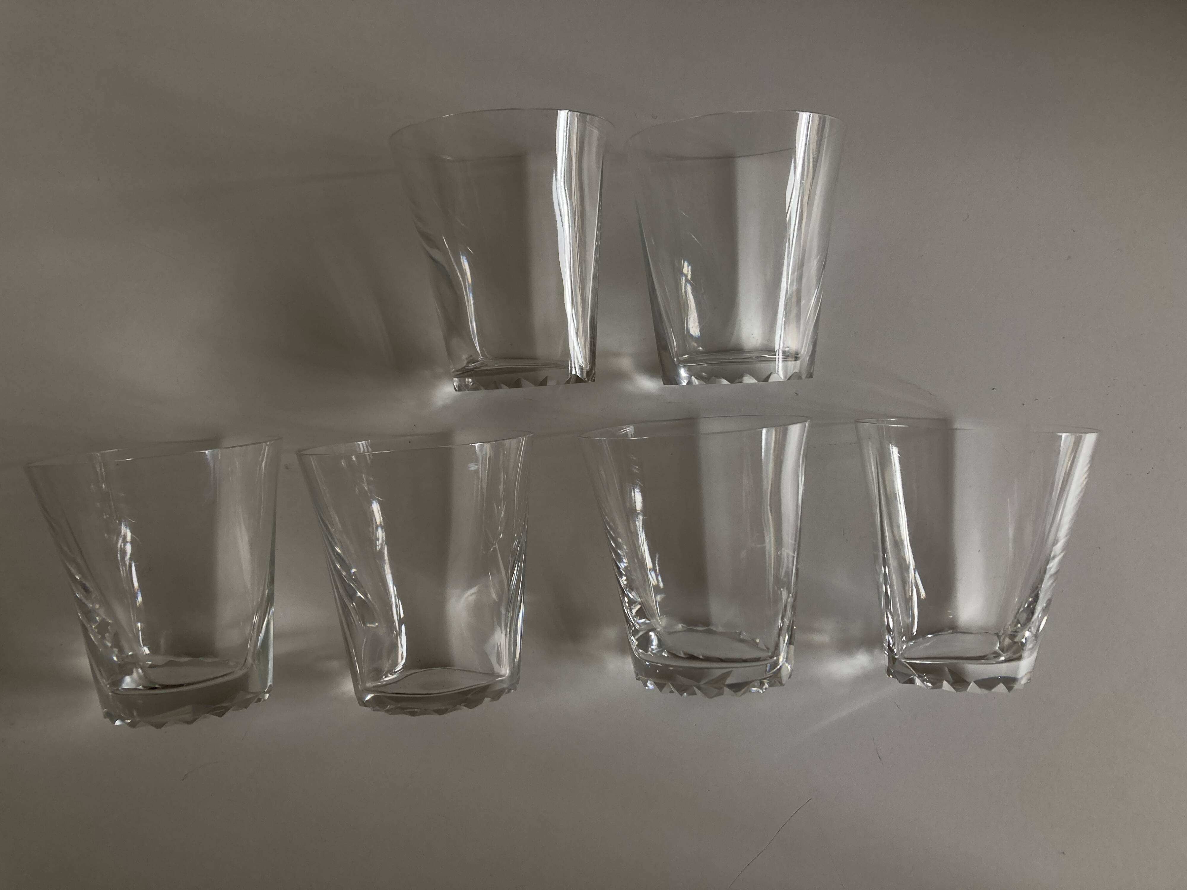 Set of 6 Lalique modernist glasses 1960 Kent crystal tumblers.