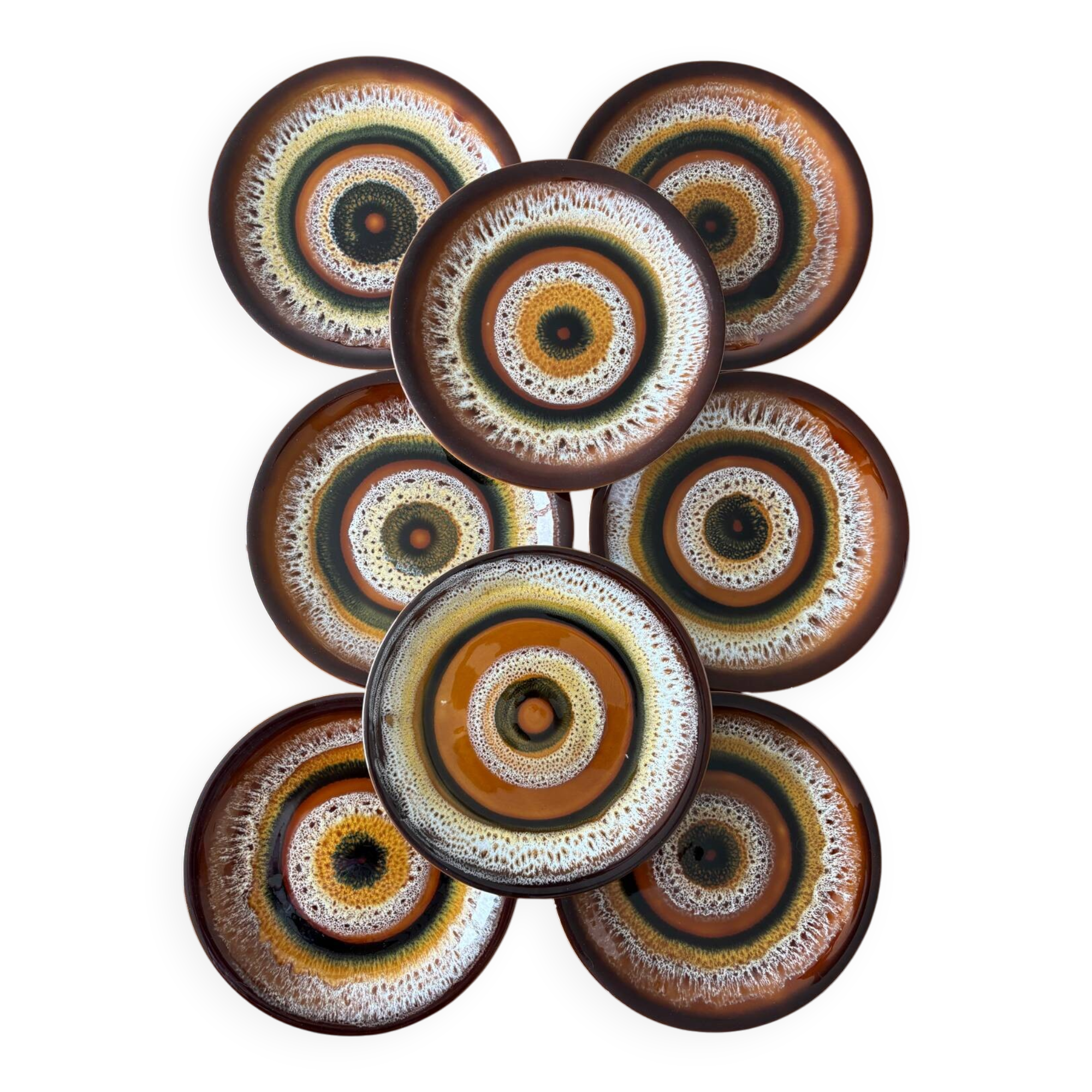 Set of 8 Vintage Sarreguemines Plates, Hawaii Model, 1970 – Ceramic