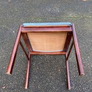8 Scandinavian chairs in solid teak and blue velvet from the 1960s