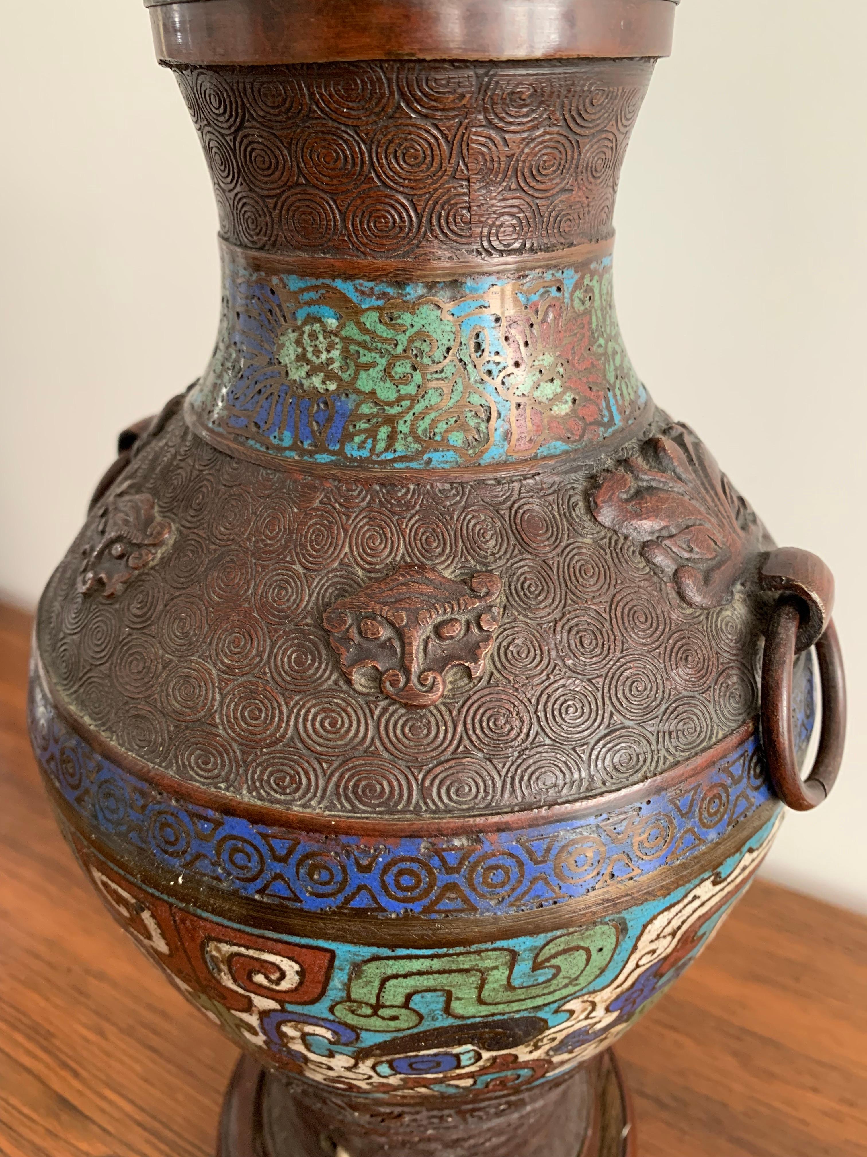 Partitioned table lamp in bronze, China 1880