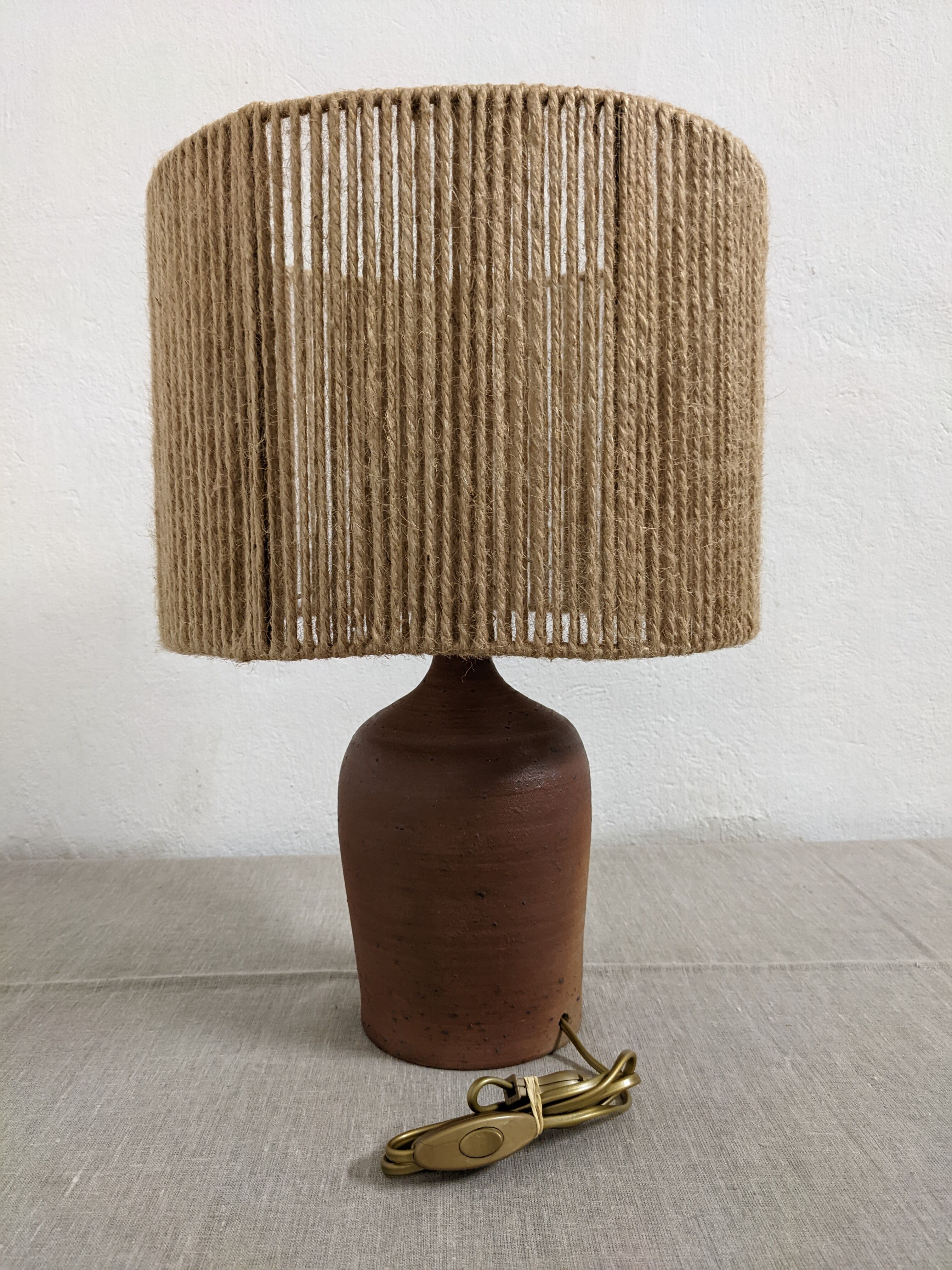 Vintage stoneware lamp and jute rope