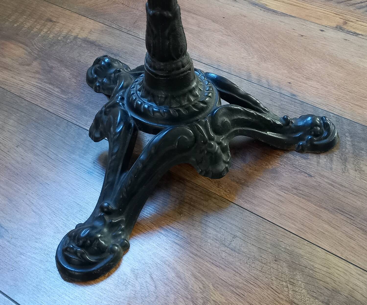 Round wooden bistro table