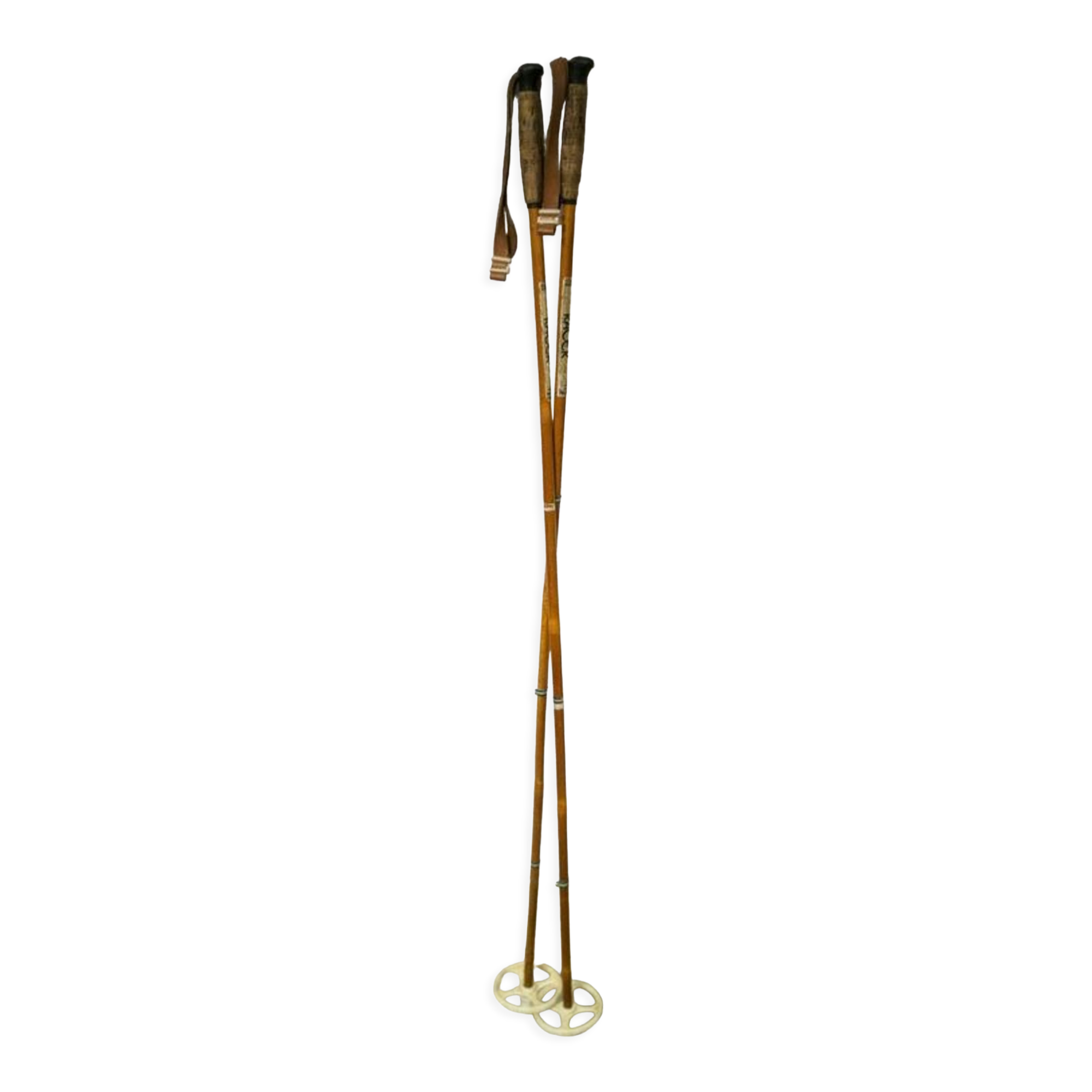 Wooden ski poles