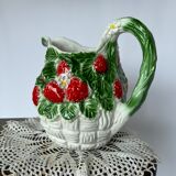 Pitcher carafe vintage slip pattern strawberries