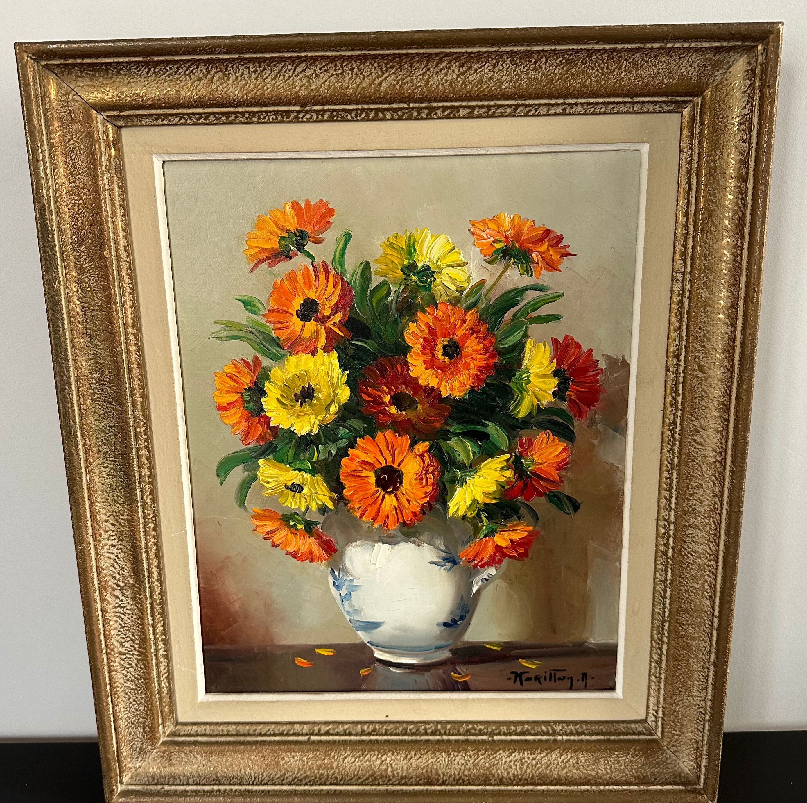 Painting oil on canvas bouquet of flowers