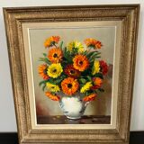 Painting oil on canvas bouquet of flowers