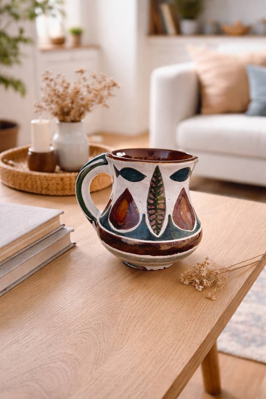 Ceramic pitcher signed J. Poussine – Atelier Sant Vicens – 1950s/60s