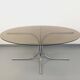 Vintage oval dining table in smoked glass and chrome metal