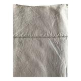 Drap ancien en lin bordure à bribes brodée