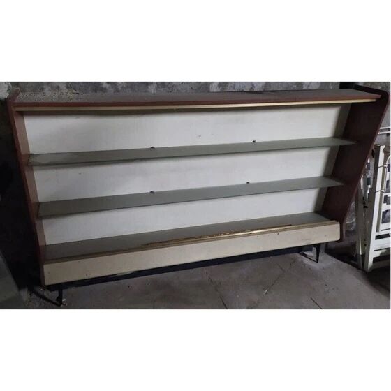 Vintage pharmacy display cabinet with 2 sliding glass doors.