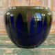 Ceramic planter signed Orchies – France, blue and green enamel