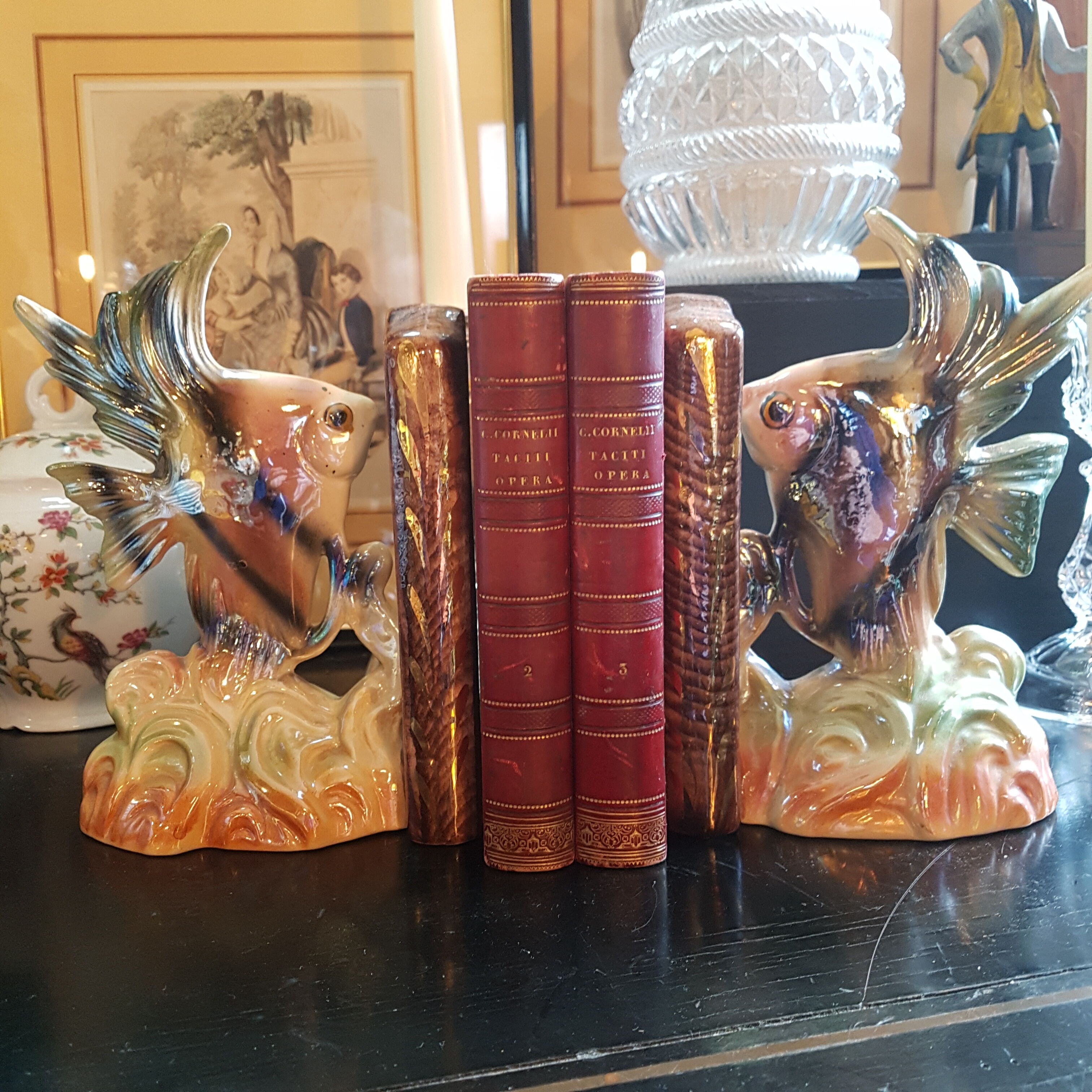 Pair of ceramic book greenhouse