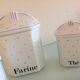 Suite of five Apilco porcelain spice jars / vintage 70s