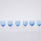 Set of blue glasses, Murano glass, Italian design, 1970s, made in Italy