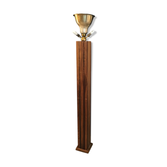 Art deco style floor lamp in walnut and rosewood globe in gilded metal