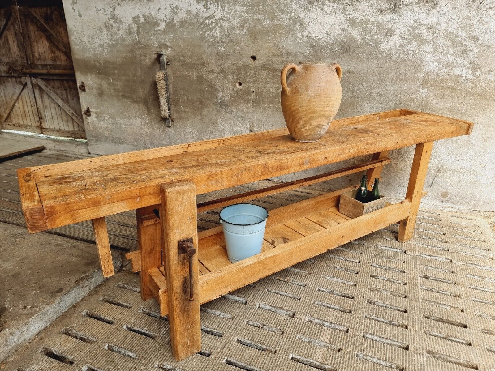 Old workbench XXL side table counter