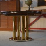 Designer table in elm burl veneer by Ramaioli Pesaro 1970s