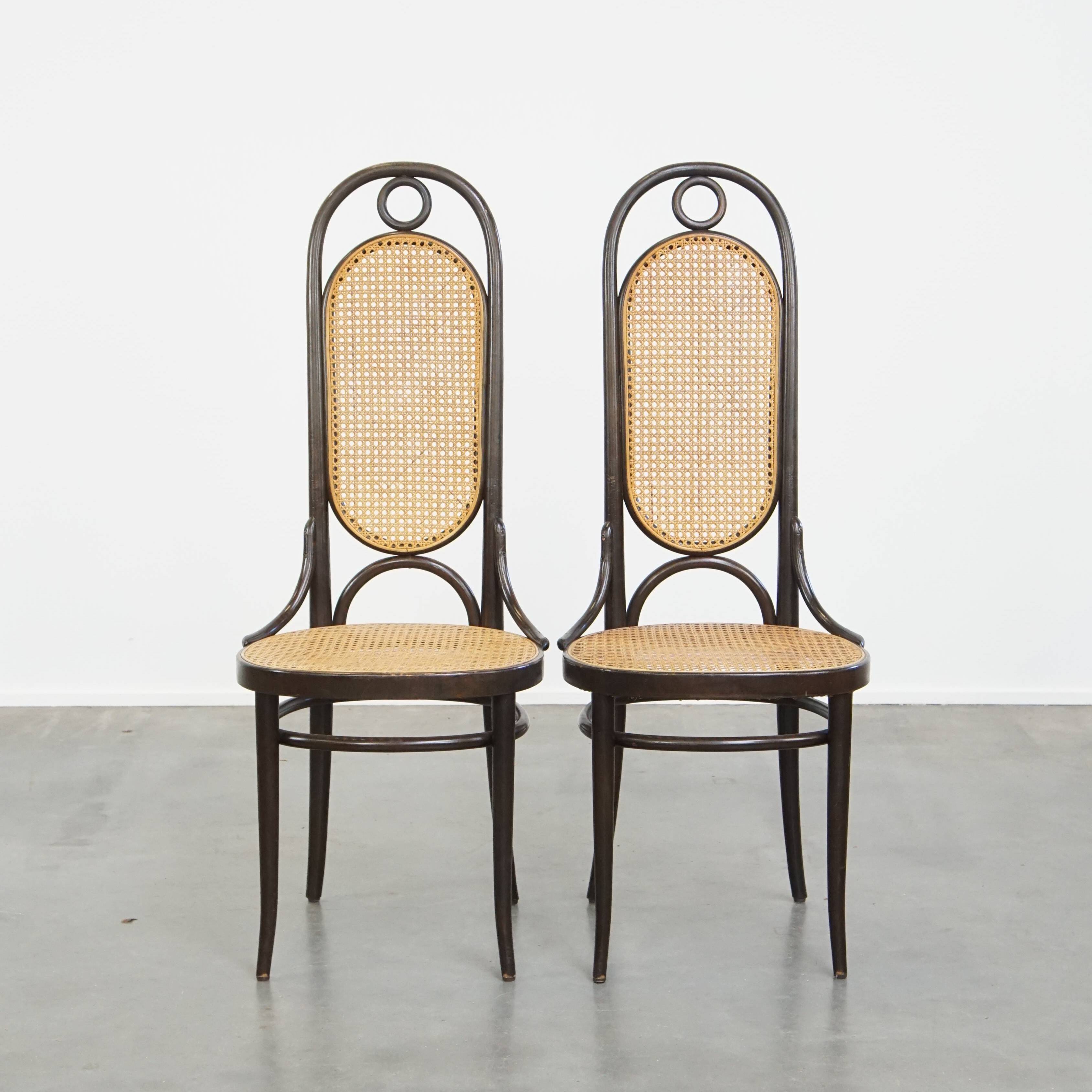 Set of 2 Vintage Bentwood "Long John" Thonet Design High Dining Chairs