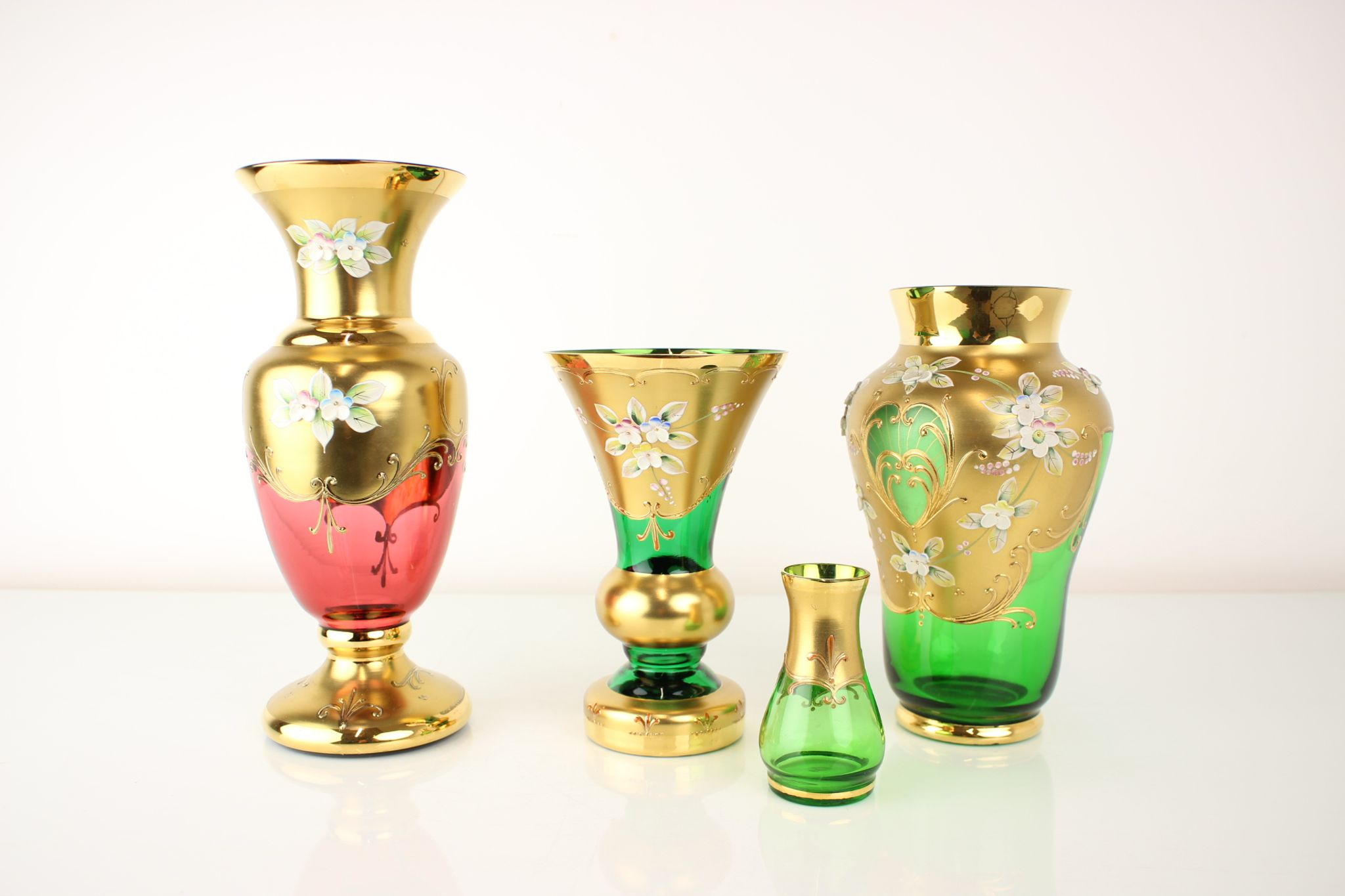 Bohemia glass vase, high enamel,gold,1950s, czechoslovakia